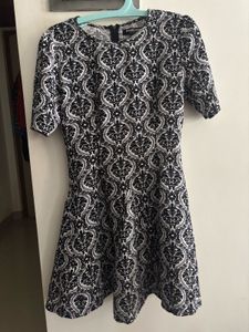 Monochrome Patterned Fit & Flare Dress