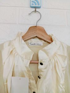Elegant Beige Ruffle Blouse