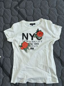 Madame White NY City Rose Graphic T-Shirt