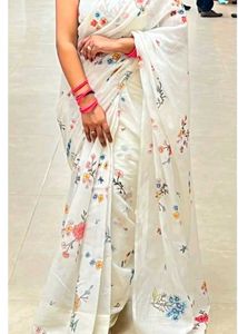 flower coton lines Saree "only one time use"