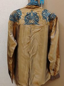 Elegant Gold &amp; Blue Dhoopchaun Shirt