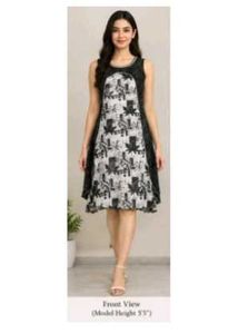 Elegant Black &amp; White One piece with Leaf Print