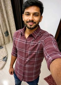 Maroon Plaid Men's Casual Shirt
