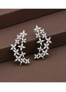 A D silver tone earrings.