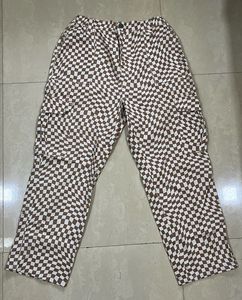Brown Checkered Denim Baggy Jeans