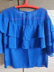 Chic Royal Blue Ruffle Top