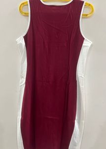 Burgundy &amp; White Bodycon Dress