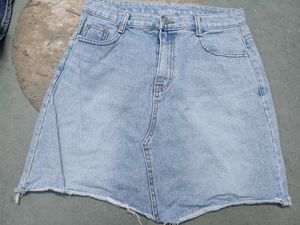 Light Wash Denim Mini Skirt