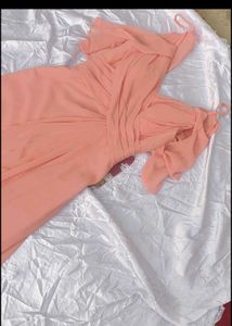 Elegant Peach Off-Shoulder Maxi Dress