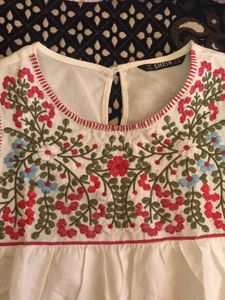 Shein White Embroidered Top