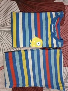 Cute Monster Striped Pajama Set,jeans ,t- shirt