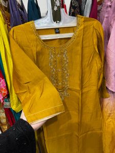 Embroidered Mustard Yellow Kurta