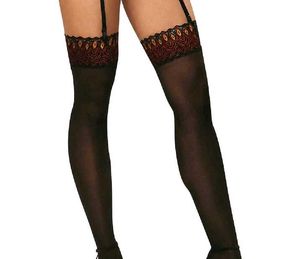 Cute Red Thighs Stockings &amp; Metallic Strip Black