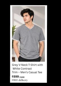Men's Grey V-Neck T-Shirt