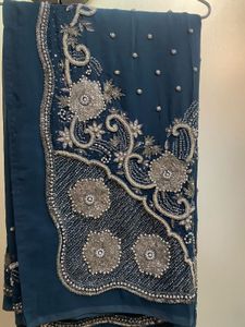 SALE!! Royal Pearl Beaded Embellished Grey Saree