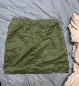Green Lace-Up Mini Skirt