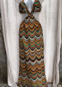 9238. Vibrant Wavy Print Maxi Dress