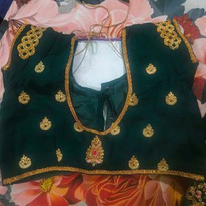 Beautiful Emerald Green Embroidered Saree