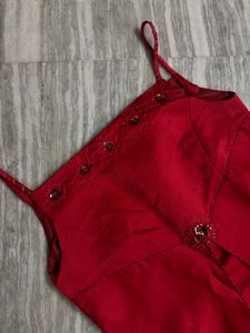 Elegant Red Spaghetti Strap Dress