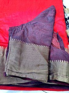 Red Saree with Blouse tailor stiched 40