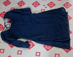 Navy Blue Kurta Set with net dupatta