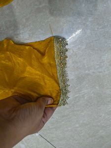 Yellow Kurta sets (sharara) with Sequins Border
