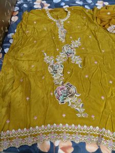 mustard heavy suit for bride