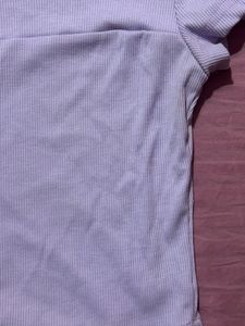 Cute Lilac Ribbed Square Neck Top