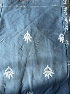 Blue Embroidered Cotton short Kurta