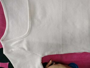 White Ribbed Square Neck Top