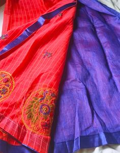 Vibrant Reddish pink Embroidered saree