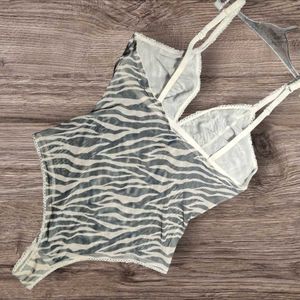 Undiz Sheer Zebra Print Bodysuit