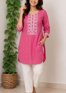 Vibrant Pink Embroidered Kurta