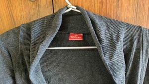 Elegant Gray Open-Front Cardigan