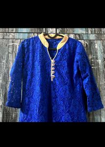 Elegant Blue Floral Embroidered Kurta