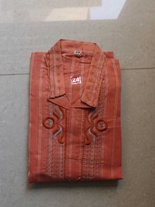 Boy's Striped Embroidered Kurta set