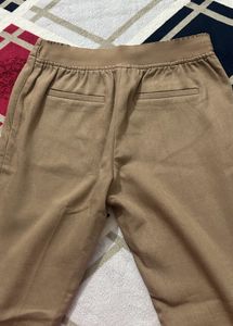 Women Beige Tailored Tapered Fit Trouser/pant