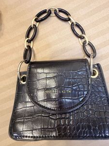 Stylish Black Croc Embossed Handbag