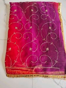 Vibrant Ombre Embroidered saree
