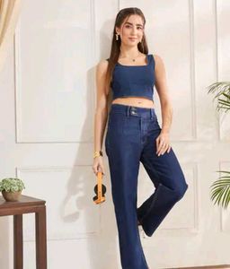 High-Waisted Wide-Leg Denim Jeans
