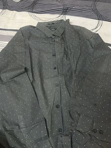 Men's Dark Grey Polka Dot Shirt