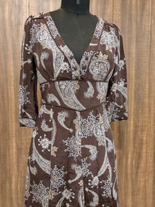 MANGO Brown Paisley Print Dress