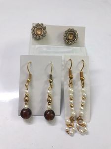 Eyer rings 3 pairs Rhinestone Pearl's unique sty