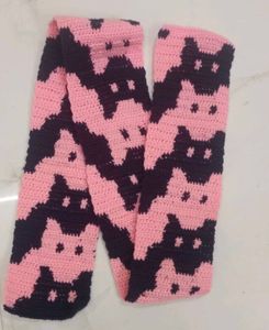Pink &amp; Indigo Crochet Cat Scarf