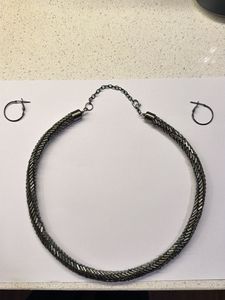Chunky Chain Necklace with Hoop Earrings