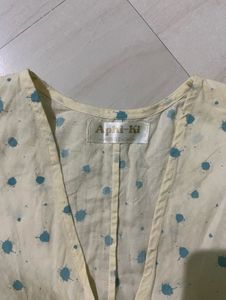 Butter Yellow Polka Dot V-Neck Top