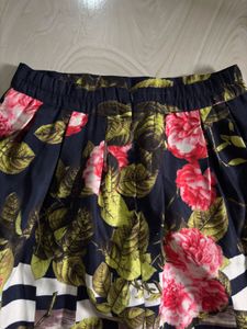 Floral Print Midi Skirt, Size M