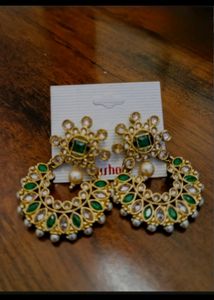 Jadau Polki Earring JHUMKA Chand Baali