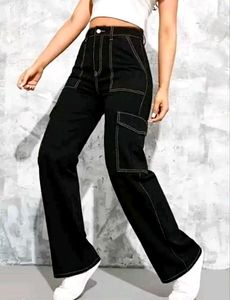 Black straight fit Cargo Pants