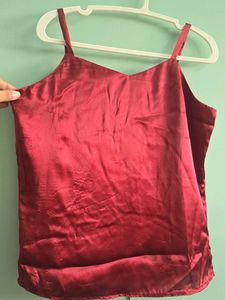 Satin Lace-Up Cami Top